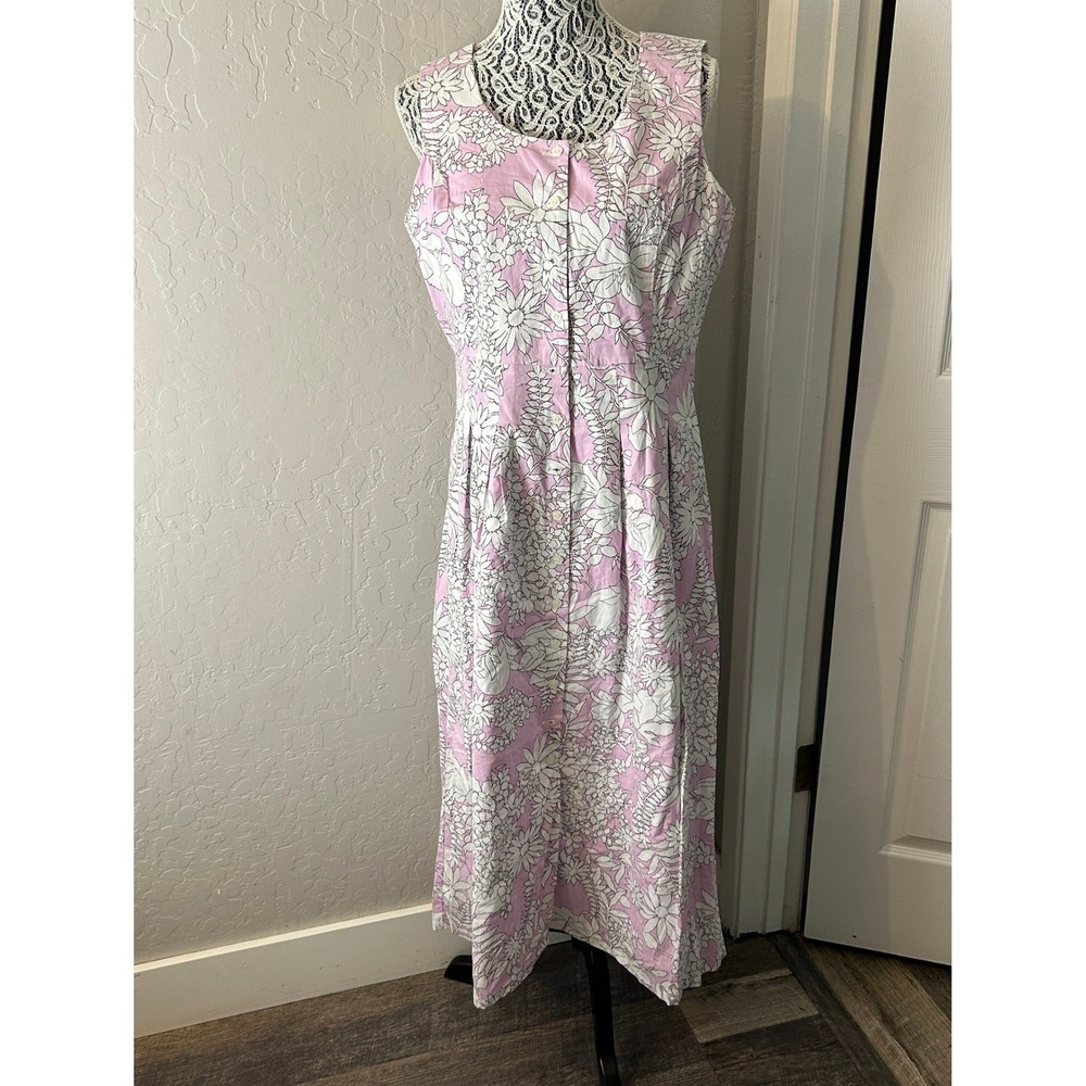 Chadwicks Sleeveless Midi Dress Womens 12 Pink White‎ Floral Spring Summer Style